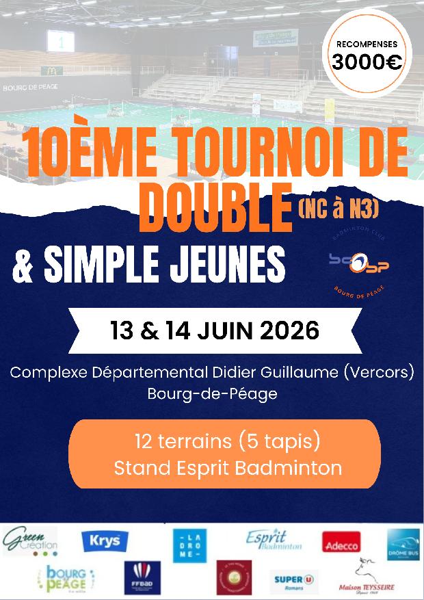 10ème Tournoi de Doubles Adultes et simple jeunes
